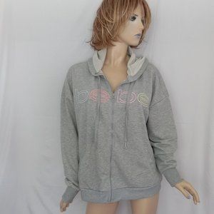 Nwt $104 BEBE Multi Color Logo Full Zip Hooded Sweatshirt Heather Grey Sz 2X